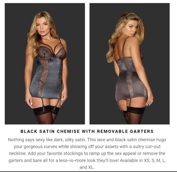 Slate chemise w/garter